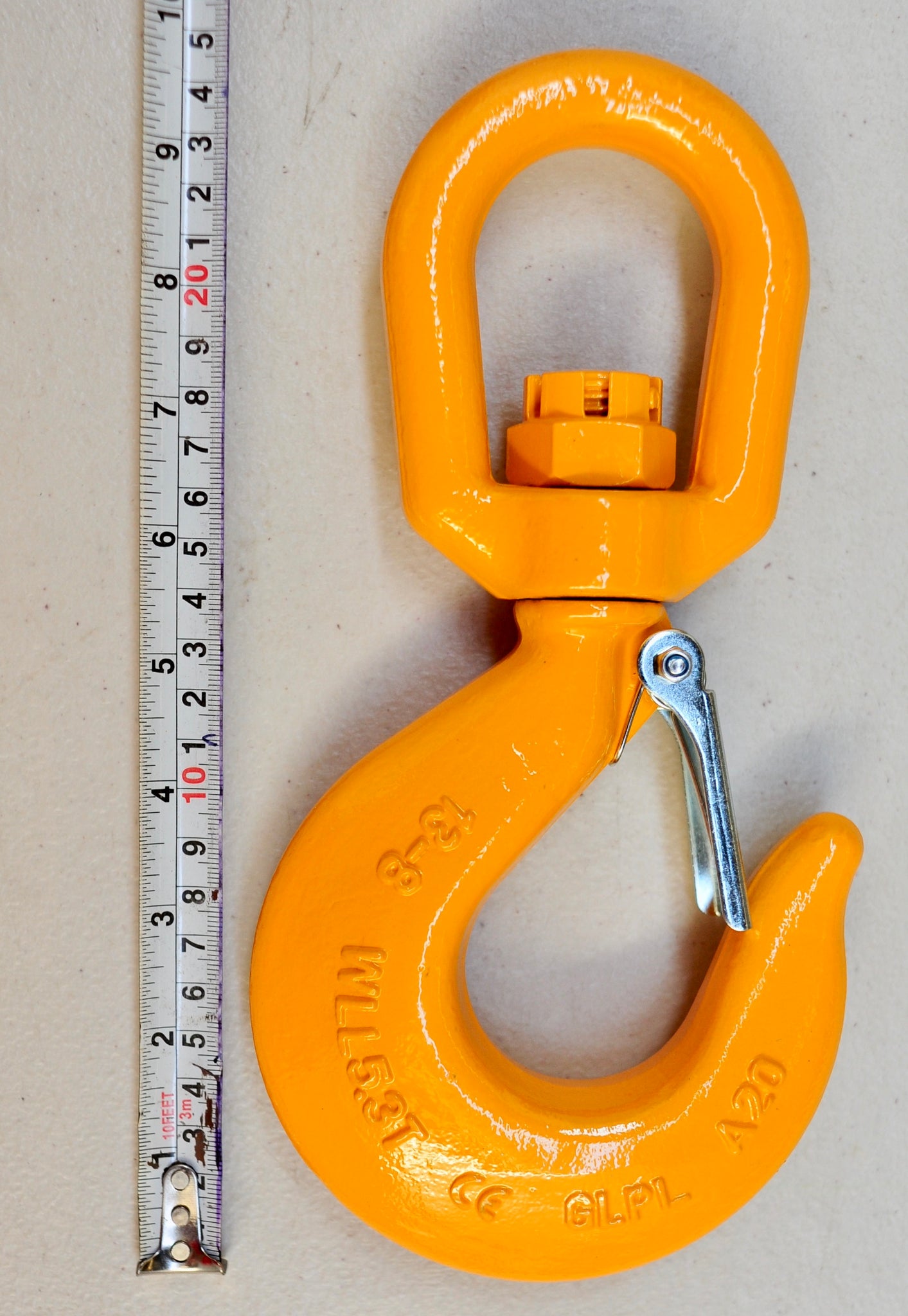 Swivel Hook with Latch 13mm WLL 5.3ton, Grade 80 Chain Lifting