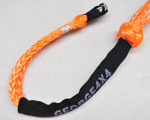 1pc*Soft Shackle (Orange diamond), Australian made  Rope Diam: 11mm  Breaking Strength: 15000kg    Standard length available:  50cm/55cm/60cm/65cm/70cm  Length when Closed as Shackle  20cm/22cm/24cm/26cm/28cm  Custom length acceptable!   Contact us: sales@george4x4.com.au    Features:  Hand spliced in Australia, Tested by NATA-accredited lab Super lightweight, can float in water UV-resistant, waterproof and more durable Protective sleeve fitted