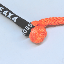 Load image into Gallery viewer, The Soft Extension Sling (SES) can be used like a normal winch rope extension to extend a Button Knot Winch Rope (BKWR). The SES can also be used as a giant soft shackle, allowing you to loop it around a vehicle tyre or structure to recover vehicles Made of UHMWPE material, UV resistant, waterproof and more durable Very light, can float in water. Australian-made tested IP Australia Certified. 11mm, Breaking force 9000kg  Visible colour - orange