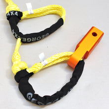 Load image into Gallery viewer, 1pc*Soft Shackle (Yellow diamond), Australian made  10mm*60cm  Breaking Strength: 13300kg    1pc*Soft Shackle Hitch  170mm  Breaking Strength: 20000kg    Features:  Hitch made of Aluminium Alloy T6, Light and convenient 50mm*50mm*170mm (170mm length) WLL 5000kg, Minimum Breaking test: 20000kg The hitch hole is smooth and round edge, friendly designed for Soft Shackle Hitch is multiple-holes designed to connect vertically and horizontally Can connect directly with soft shackles and D shackles
