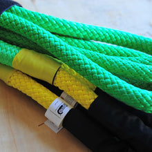 Load image into Gallery viewer, George4x4 uses 100% double-braided Nylon, which increases rope elongation up to 30%. Our kinetic ropes are hand spliced and rigorously tested. These ropes are Heavy Duty, but light and small enough to easily stow. They are much stronger and more durable than the common snatch strap.  Abrasion-Resistant coated eyelets offer longer life Water, UV and abrasive resistant Reduces potential of damage for both vehicles  30% stretching, increasing kinetic energy. 11000kgs*9m with reinforced eye Thickness 20mm