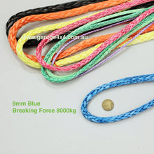 Load image into Gallery viewer, GEROGE4x4 HMPE Ropes can be used as Electric Winch ropes, Hand Winch ropes, Wakeboarding ropes, Tow or Towing ropes, Mooring ropes, Yacht ropes, Ropes for aviation, Ropes for works in forests, Ropes for rescue services, Ropes for energy industry and many other...  George4x4 HMPE rope is sold per Meter   Features:   High strength-to-weight ratio  Stronger than steel wire  High UV resistance  Floats and does not absorb water  Low stretch  Easy to splice 