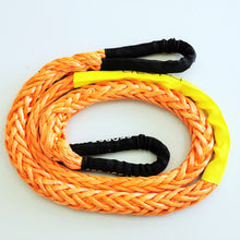 Load image into Gallery viewer, The George4x4 Towing Rope is made of a unique ultra-high molecular weight polyethylene material (UHMWPE), known as Dyneema/Spectra or high-modulus polyethylene (HMPE). High strength and low stretch.  UV resistant, waterproof and more durable Very light, can float in water Both ends have a soft loop and protective sleeves Static Rope Suitable for sailing, off-road towing Fitted for 4WD electric Winch, Hand Winch, Trailer Winch, Towing etc. 20mm, breaking strength 34000kg Australian made, tested