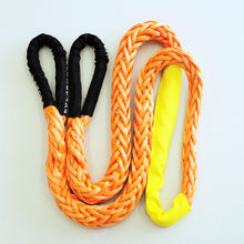 Load image into Gallery viewer, The George4x4 Towing Rope is made of a unique ultra-high molecular weight polyethylene material (UHMWPE), known as Dyneema/Spectra or high-modulus polyethylene (HMPE). High strength and low stretch.  UV resistant, waterproof and more durable Very light, can float in water Both ends have a soft loop and protective sleeves Static Rope Suitable for sailing, off-road towing Fitted for 4WD electric Winch, Hand Winch, Trailer Winch, Towing etc. 20mm, breaking strength 34000kg Australian made, tested