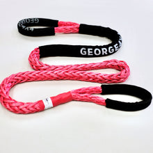 Load image into Gallery viewer, The George4x4 Towing Rope is made of a unique ultra-high molecular weight polyethylene material (UHMWPE), known as Dyneema/Spectra or high-modulus polyethylene (HMPE). High strength and low stretch.  UV resistant, waterproof and more durable Very light, can float in water Both ends have a soft loop and protective sleeves Static Rope Suitable for sailing, off-road towing Fitted for 4WD electric Winch, Hand Winch, Trailer Winch, Towing etc. 14mm, breaking strength 18000kg Australian made, tested