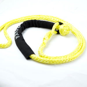 The Soft Extension Sling (SES) is made of (UHMWPE), also known as Dyneema/Spectra or HMPE.  The Soft Extension Sling (SES) can extend a Button Knot Winch Rope (BKWR) by placing the constricting loop over the button knot on the BKWR. The SES can also function as a giant soft shackle, allowing you to loop it around a vehicle tire or structure to recover vehicles. UV resistant, waterproof and more durable Very light, can float in water Australian-made tested. 10mm, Breaking force 8000kg 