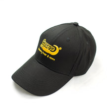 Load image into Gallery viewer, George4x4 Unisex Cap is designed with an elongated brim (usually 7cm, ours are at 8cm and more) and a round top. It has an adjustable circumference, making it comfortable and easy to wear. It also has a unique logo design that adds personality to your outfit, and is made with quality cotton. Height of 13cm,  a regular brim of 8cm, and an extended brim of 8.7cm Adjustable hat circumferences, fit head sizes ranging from 55 to 61cm Colour: Black with Yellow Logo