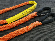 Load image into Gallery viewer, The George4x4 Towing Rope is made of a unique ultra-high molecular weight polyethylene material (UHMWPE), known as Dyneema/Spectra or high-modulus polyethylene (HMPE). High strength and low stretch.  UV resistant, waterproof and more durable Very light, can float in water Both ends have a soft loop and protective sleeves Static Rope Suitable for sailing, off-road towing Fitted for 4WD electric Winch, Hand Winch, Trailer Winch, Towing etc. 20mm, breaking strength 34000kg Australian made, tested