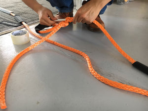 The George4x4 Towing Rope is made of a unique ultra-high molecular weight polyethylene material (UHMWPE), known as Dyneema/Spectra or high-modulus polyethylene (HMPE). High strength and low stretch.  UV resistant, waterproof and more durable Very light, can float in water Both ends have a soft loop and protective sleeves Static Rope Suitable for sailing, off-road towing Fitted for 4WD electric Winch, Hand Winch, Trailer Winch, Towing etc. 11mm, breaking strength 11000kg Australian made, tested