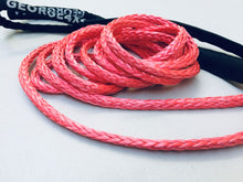 Load image into Gallery viewer, The George4x4 Towing Rope is made of a unique ultra-high molecular weight polyethylene material (UHMWPE), known as Dyneema/Spectra or high-modulus polyethylene (HMPE). High strength and low stretch.  UV resistant, waterproof and more durable Very light, can float in water Both ends have a soft loop and protective sleeves Static Rope Suitable for sailing, off-road towing Fitted for 4WD electric Winch, Hand Winch, Trailer Winch, Towing etc. 8mm, breaking strength 5800kg Australian made, tested
