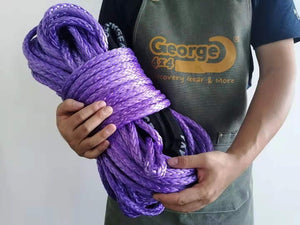 The George4x4 Towing Rope is made of a unique ultra-high molecular weight polyethylene material (UHMWPE), known as Dyneema/Spectra or high-modulus polyethylene (HMPE). High strength and low stretch.  UV resistant, waterproof and more durable Very light, can float in water Both ends have a soft loop and protective sleeves Static Rope Suitable for sailing, off-road towing Fitted for 4WD electric Winch, Hand Winch, Trailer Winch, Towing etc. 11mm, breaking strength 11000kg Australian made, tested