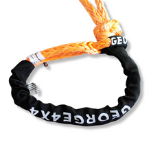 Load image into Gallery viewer, 1pc*Soft Shackle (Orange diamond), Australian made  Rope Diam: 11mm  Breaking Strength: 15000kg    Standard length available:  50cm/55cm/60cm/65cm/70cm  Length when Closed as Shackle  20cm/22cm/24cm/26cm/28cm  Custom length acceptable!   Contact us: sales@george4x4.com.au    Features:  Hand spliced in Australia, Tested by NATA-accredited lab Super lightweight, can float in water UV-resistant, waterproof and more durable Protective sleeve fitted